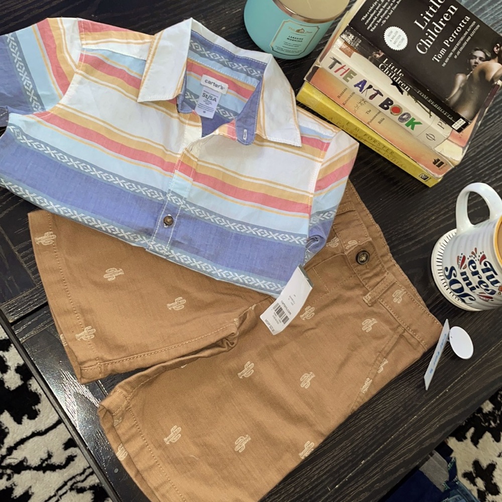 5T Aztec Cactus button down and chinos by Carters NWT
